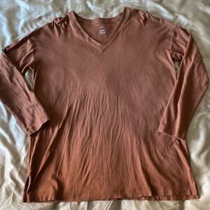 J. Jill Women's S Brown V-Neck Tunic Simply Supima Medium Pullover Knit Top, A28